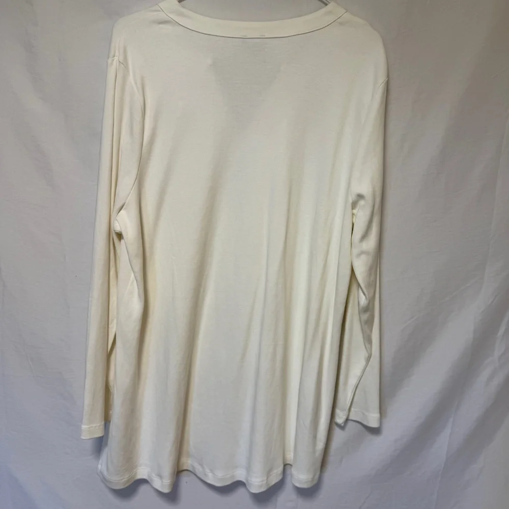 Chico's Womens Basic Cream Top XL Beaded Minimalist Capsule‎ Career Business - Picture 6 of 11